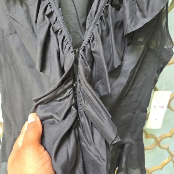 NWT Lauren Ralph Lauren Womens VTG Y2K Whimsigoth Sheer Black Ruffle Top 8 Boho - Picture 3 of 11